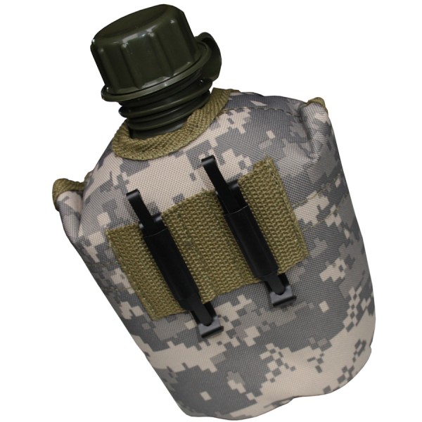 MFH US canteen, 1 l, with retaining clips for attachment